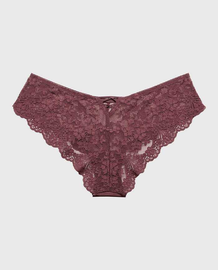 Diva Cheeky Panty with Timeless Lace in Plum Wine