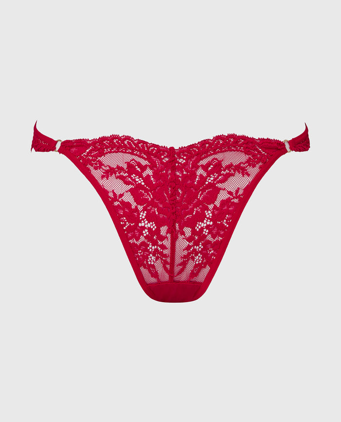 Diva Cheeky Thong Lace Panty in Crimson