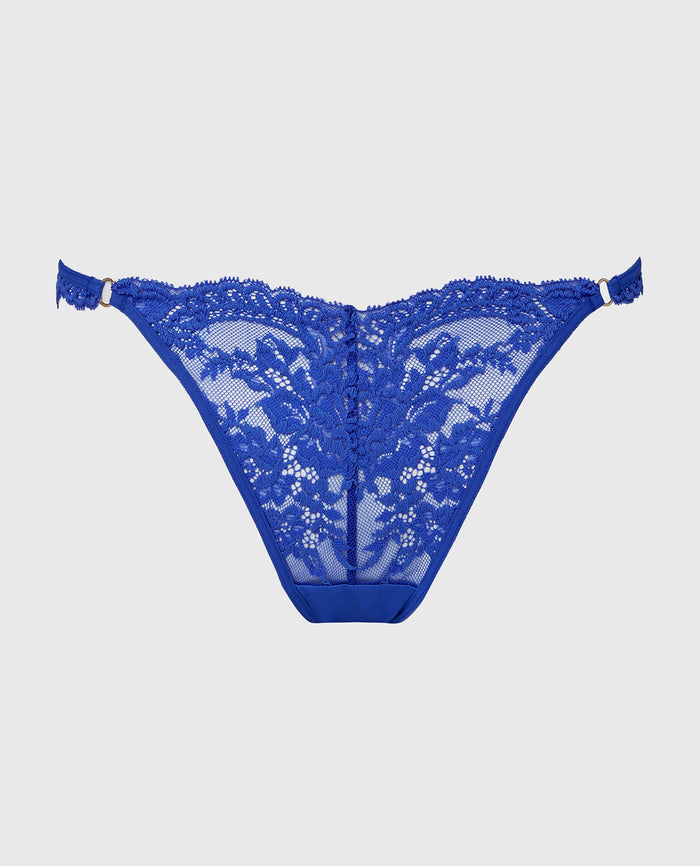 Diva Cheeky Thong Lace Panty in Dazzling Blue