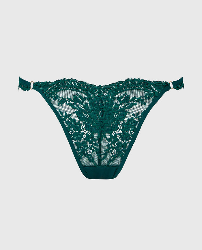 Diva Cheeky Thong Lace Panty in Emerald Green