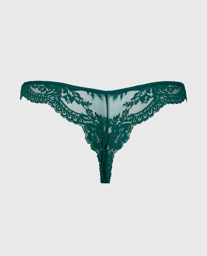 Diva Cheeky Thong Lace Panty in Emerald Green