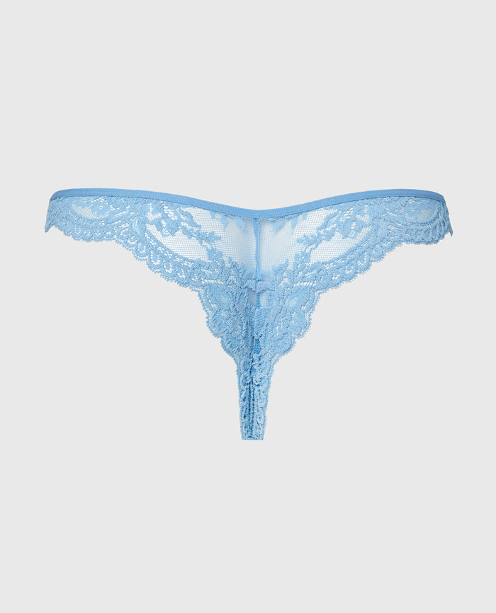 Diva Cheeky Thong Lace Panty in Glacier Lake