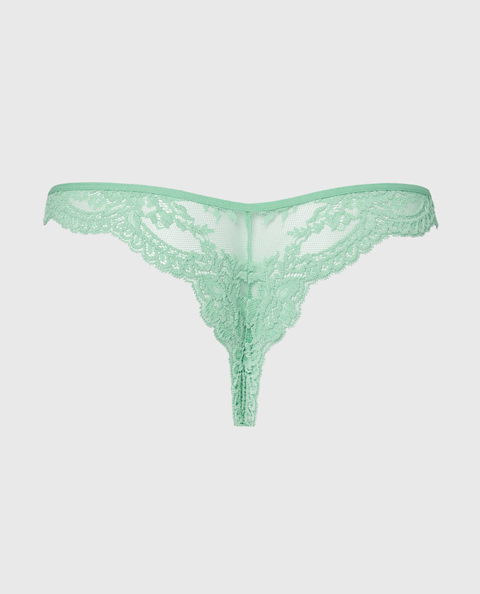 Diva Cheeky Thong Lace Panty in Hemlock