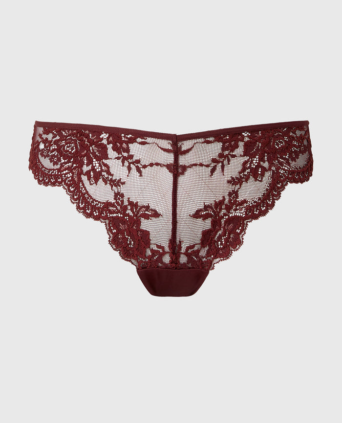 Diva Cheeky V-Waist Lace Panty in Bitter Chocolate