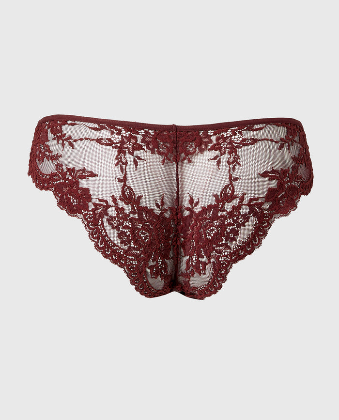 Diva Cheeky V-Waist Lace Panty in Bitter Chocolate