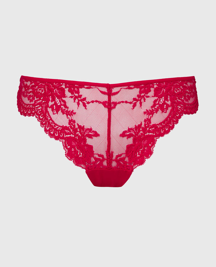 Diva Cheeky V-Waist Lace Panty in Crimson