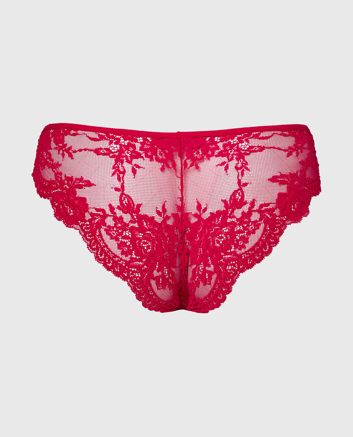 Diva Cheeky V-Waist Lace Panty in Crimson