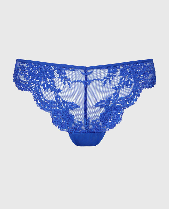 Diva Cheeky V-Waist Lace Panty in Dazzling Blue