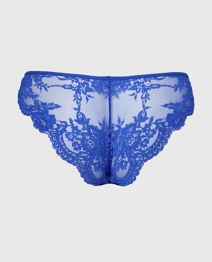 Diva Cheeky V-Waist Lace Panty in Dazzling Blue