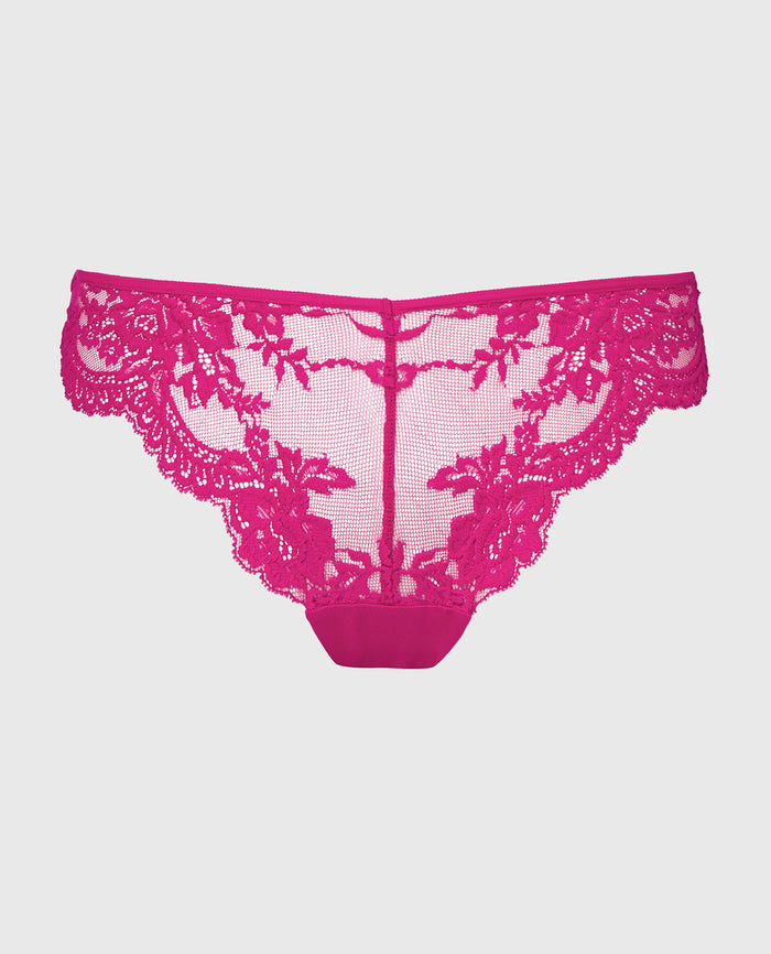 Diva Cheeky V-Waist Lace Panty in Fuchsia Red