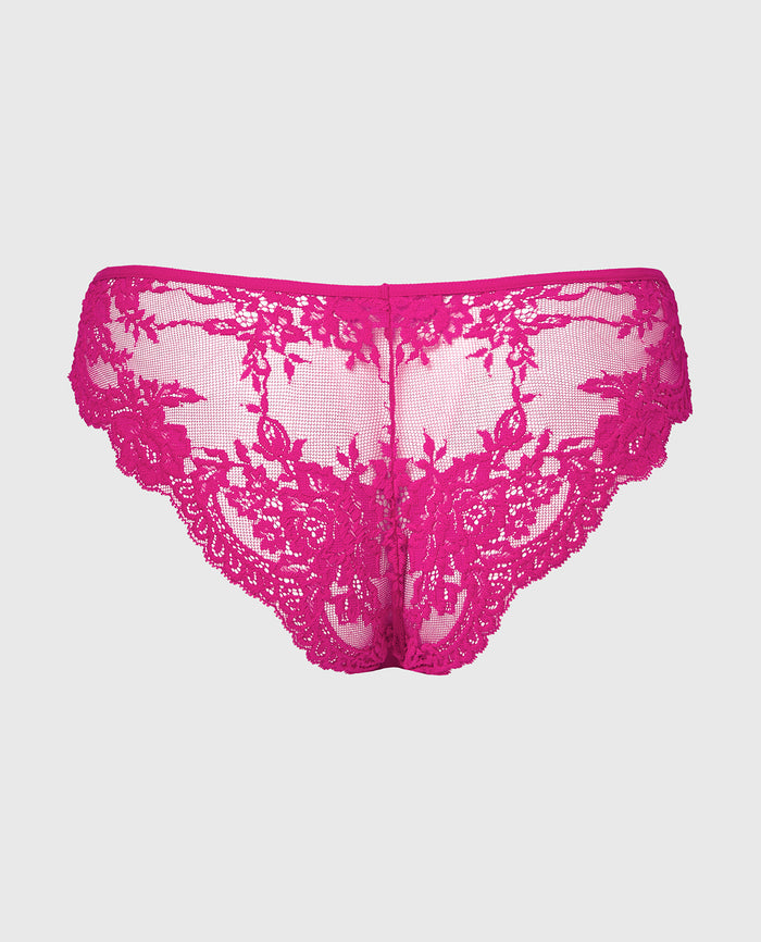 Diva Cheeky V-Waist Lace Panty in Fuchsia Red