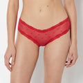 Diva Cheeky With Heart Mesh and Lace Trim in Crimson