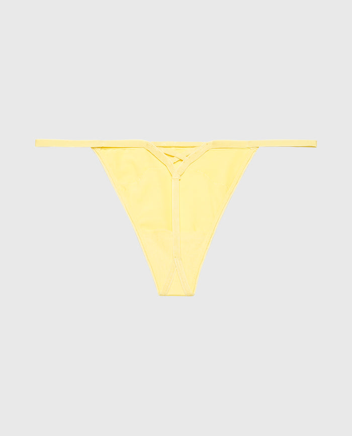 Diva G-String with Lush Lace in Pale Banana
