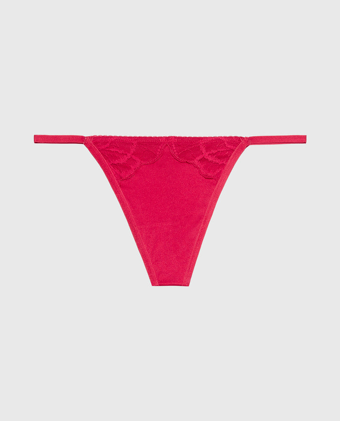 Diva G-String with Lush Lace in Passion Red