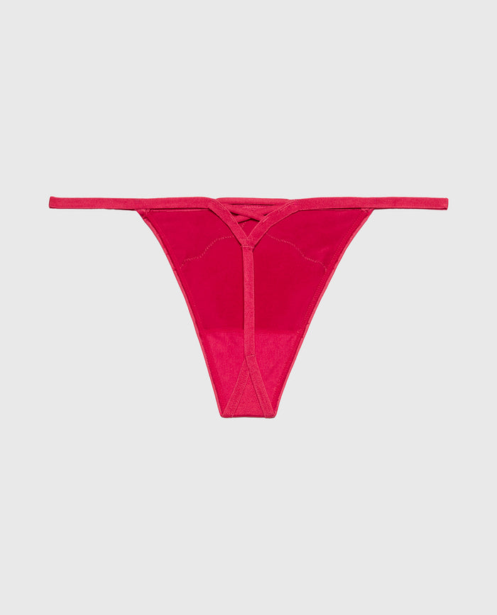 Diva G-String with Lush Lace in Passion Red