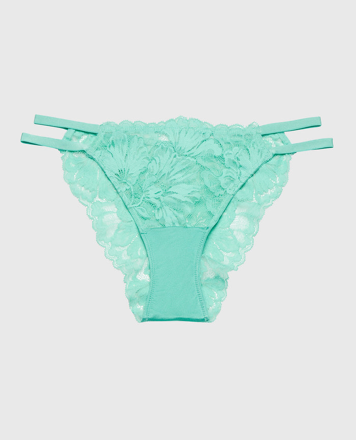 Diva High Leg Mini Cheeky With Lavish Lace in Pool Blue