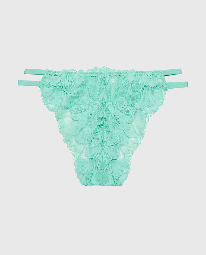 Diva High Leg Mini Cheeky With Lavish Lace in Pool Blue