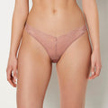 Diva High Leg Thong Panty with Lush Lace in Deer