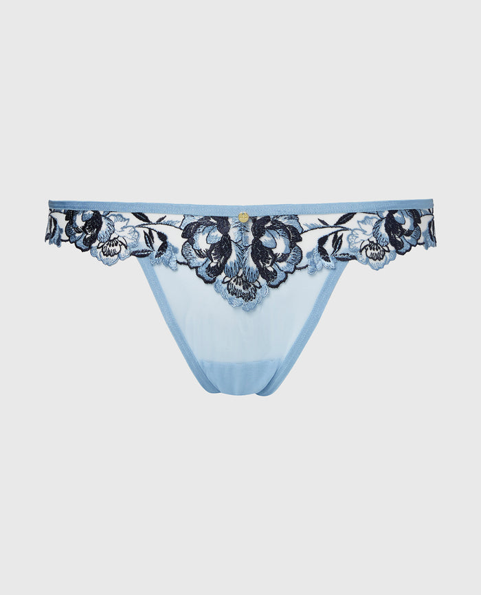 Diva Mini Cheeky Panty in Ivory with Glacier Lake and Dark Navy