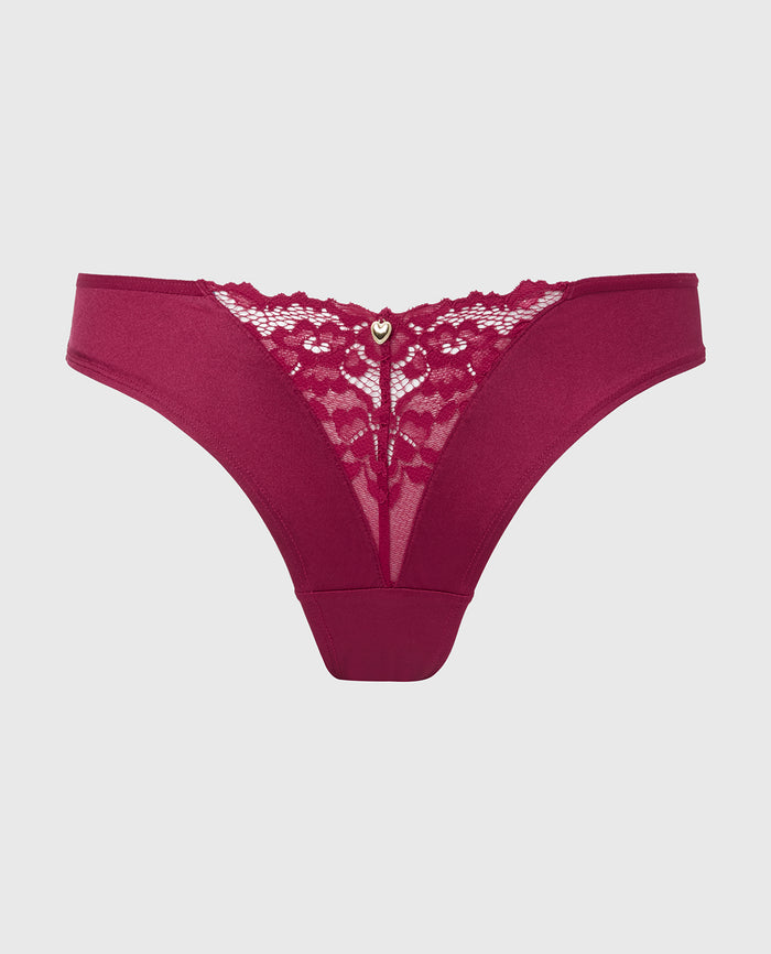 Diva Mini Cheeky Panty with Romantic Lace in Plum Rose