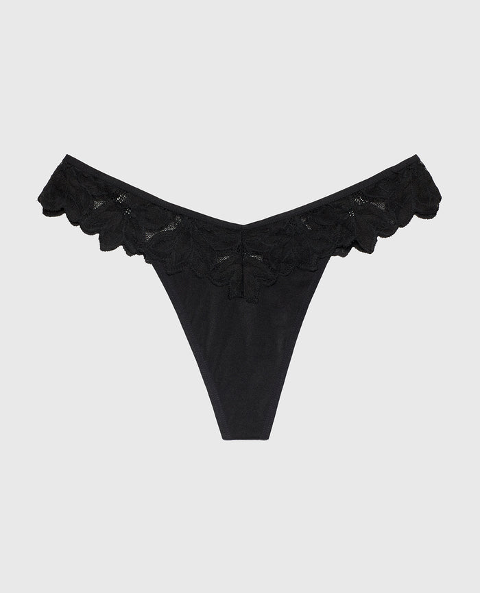 Diva Thong Panty in Tuxedo Black