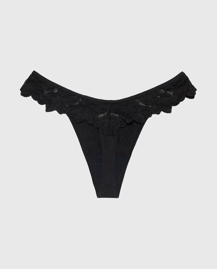 Diva Thong Panty in Tuxedo Black