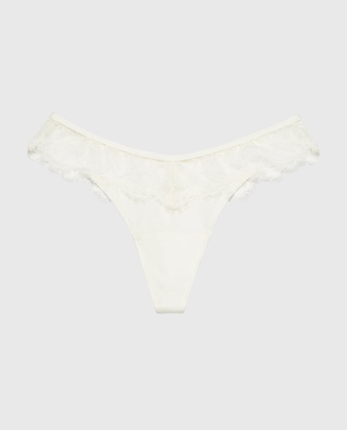 Diva Thong Panty With Afterglow Lace in Ivory
