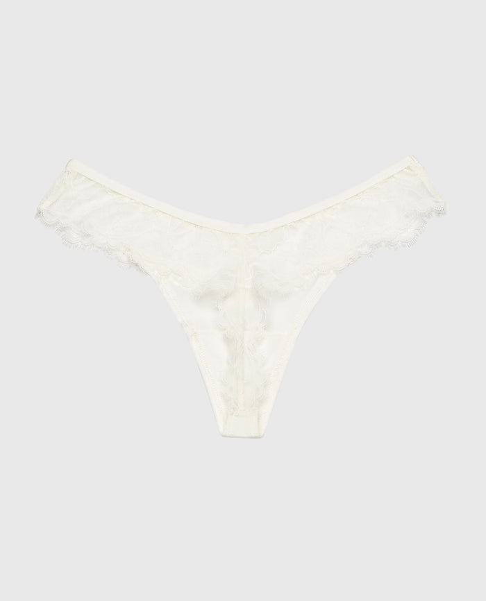Diva Thong Panty With Afterglow Lace in Ivory