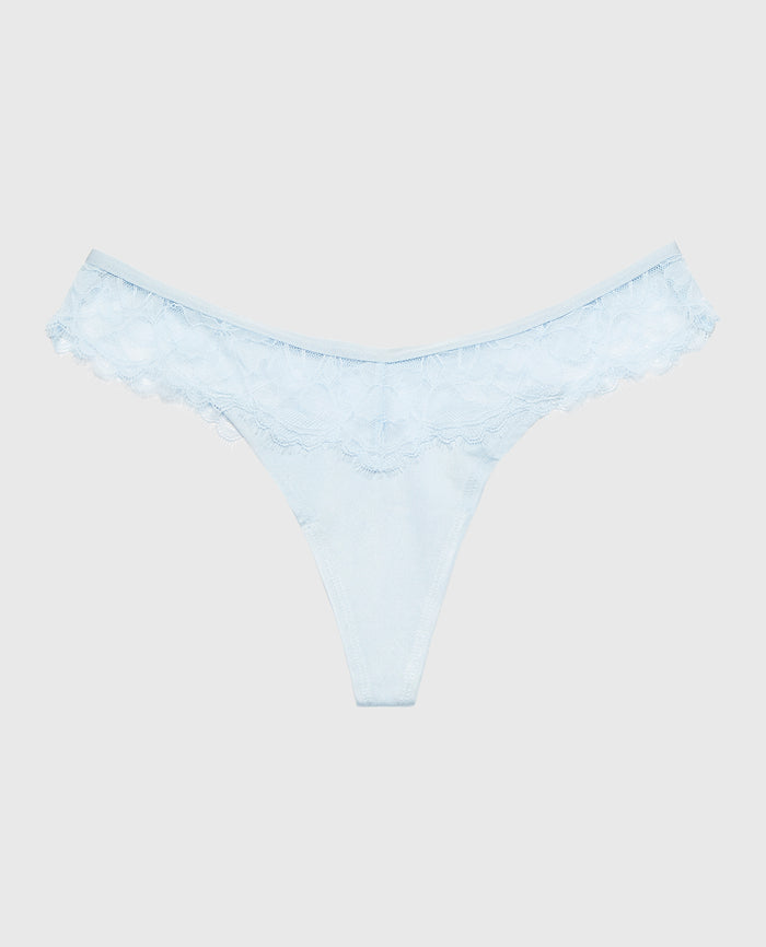 Diva Thong Panty With Afterglow Lace in Skyway