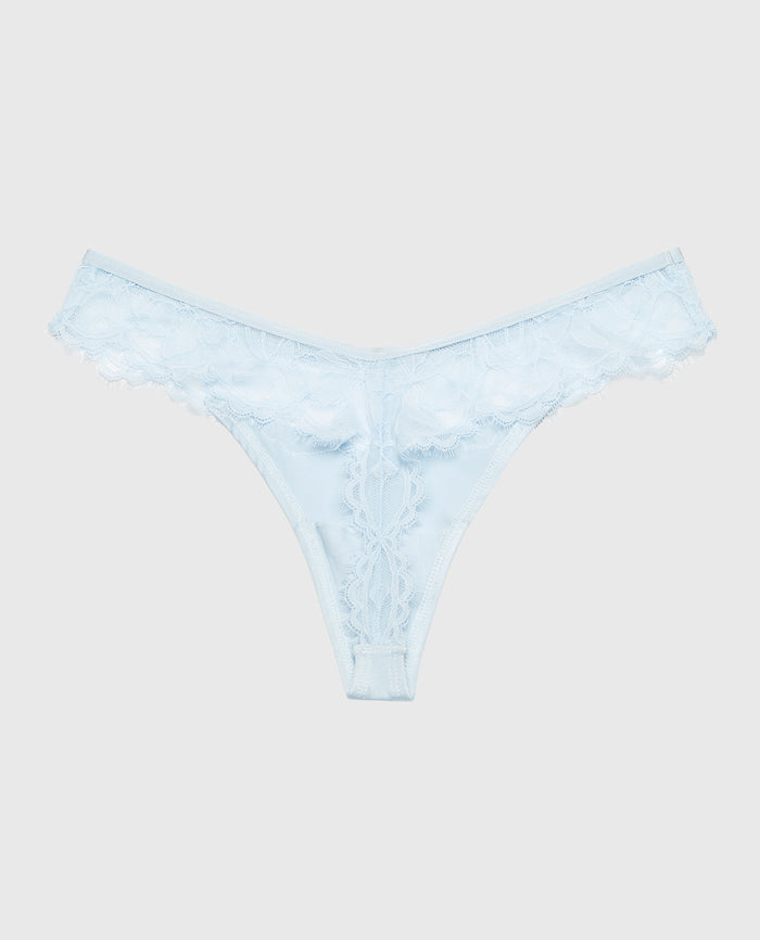 Diva Thong Panty With Afterglow Lace in Skyway