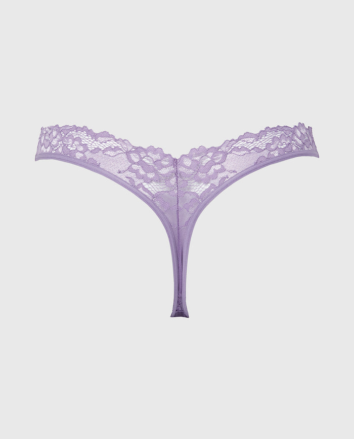 Diva Thong Panty with Romantic Lace in Purple Haze