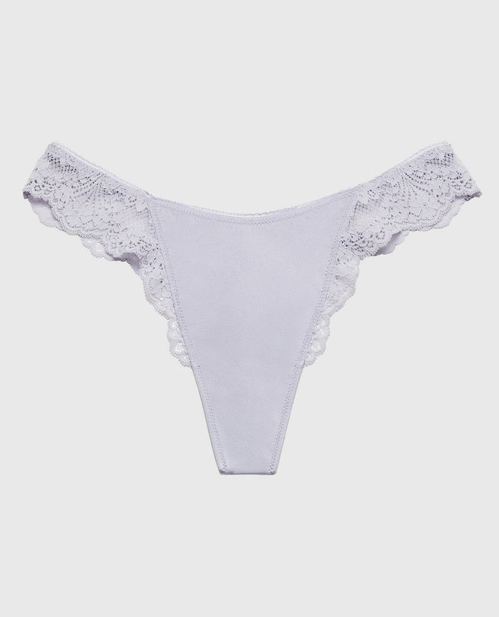 Diva Thong Panty with Timeless Lace in Cosmic Sky