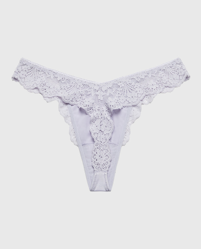 Diva Thong Panty with Timeless Lace in Cosmic Sky
