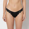 Diva Thong Panty with Timeless Lace in Tuxedo Black