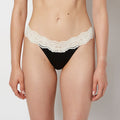 Diva Thong Panty with Timeless Lace Trim in Tuxedo Black