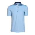 Maltese Blue Drifter Short Sleeve Printed Performance Golf Polo - Contrast Collar, Front View | Greyson Clothiers