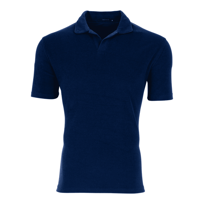 Greyson Clothiers Dune Polo in Maltese Blue - Front View, Men's Terry Cloth Polo Shirt
