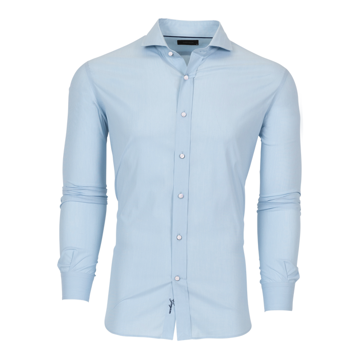 French Wolf End-on-End Woodward Shirt - Front View, Men's Cotton Dress Shirt | Greyson Clothiers