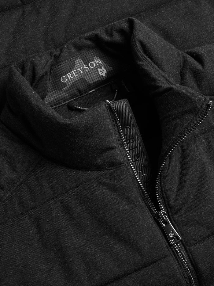 Greyson Eos Luxe Vest - Collar & Two-Way Zipper Detail with Interior Label | Dark Grey Heather