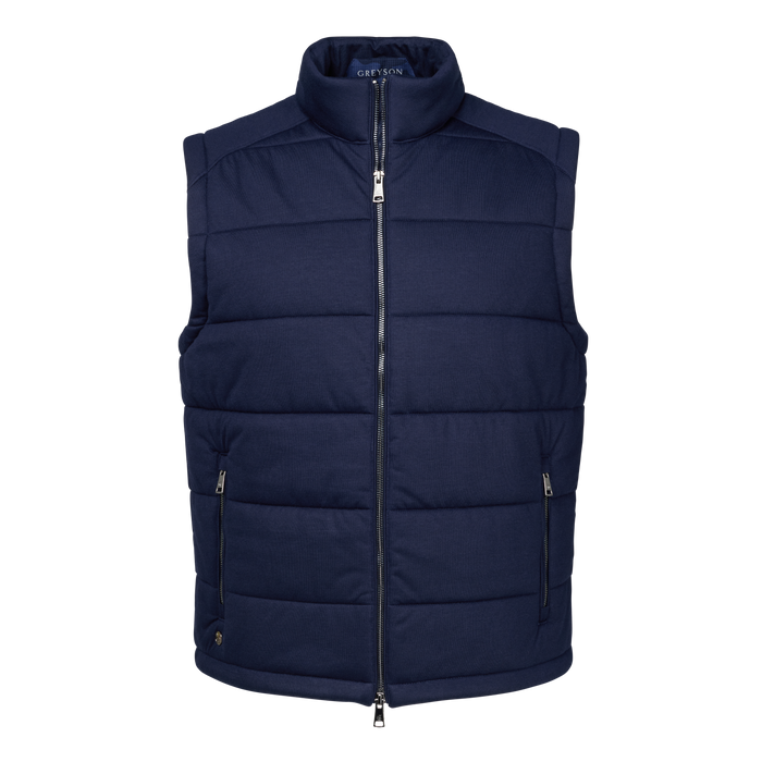 Greyson Clothiers Eos Luxe Vest in Maltese Blue - Front View | Men's Heavyweight Insulated Golf Vest