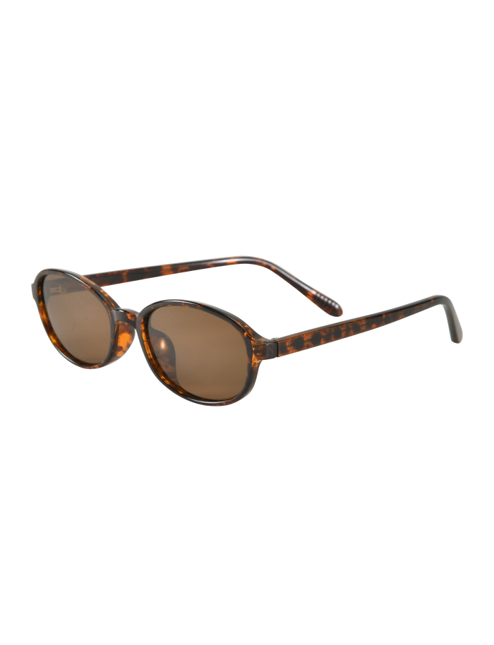 The TIGERMIST ESTA GLASSES - TORTOISESHELL feature round lenses, thin curved arms, and UV400 protection, displayed on a plain white background.