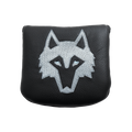 Greyson Feed The Wolf Mallet Putter Cover - Front, Embroidered Wolf Logo on Black Leather | Greyson Clothiers