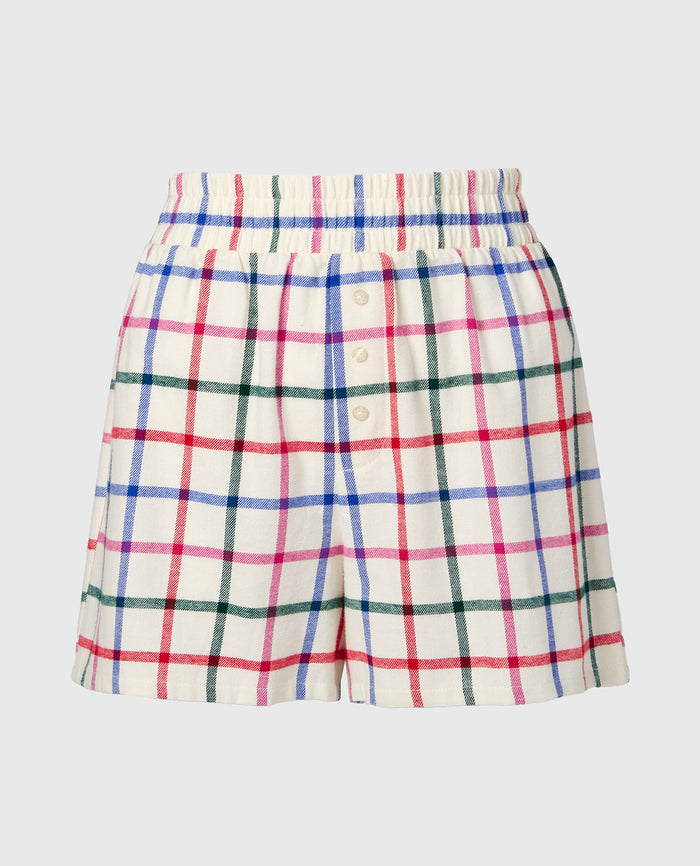 Flannel Boxer Short in Large Jingle Plaid