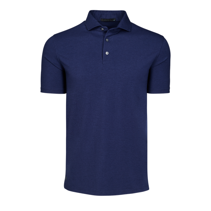 Maltese Blue Pima Cotton Foundry Short Sleeve Polo - Front View | Greyson Clothiers