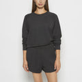 French Terry Crew Neck Sleep Top in Charcoal Heather