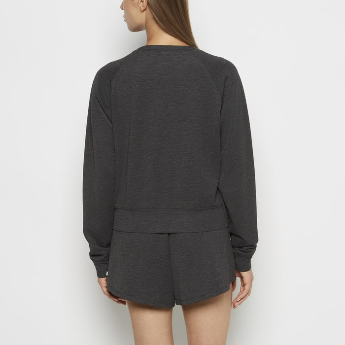 French Terry Crew Neck Sleep Top in Charcoal Heather