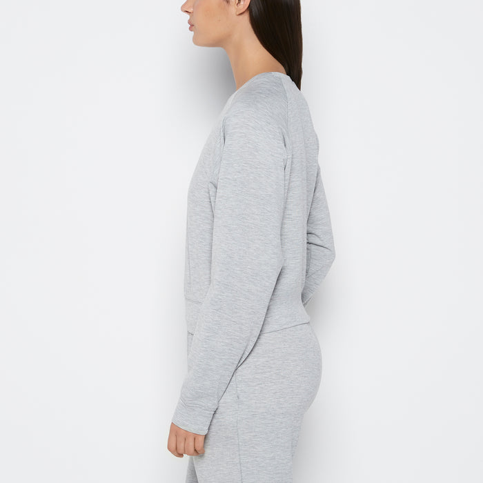 French Terry Crew Neck Sleep Top in Cool Gray Heather