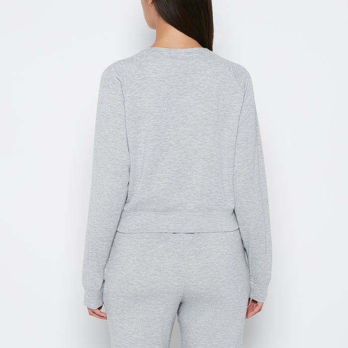 French Terry Crew Neck Sleep Top in Cool Gray Heather