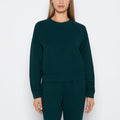 French Terry Crew Neck Sleep Top in Emerald Green Heather