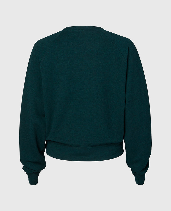 French Terry Crew Neck Sleep Top in Emerald Green Heather